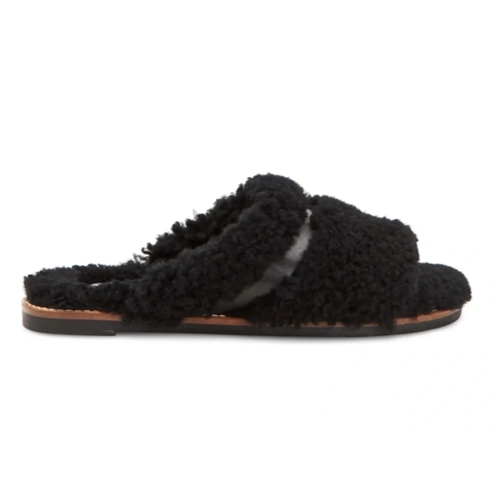 Aquatalia Alina Genuine Shearling & Leather Slipper Slide Sandal Mule Size 7.5 - Picture 3 of 9